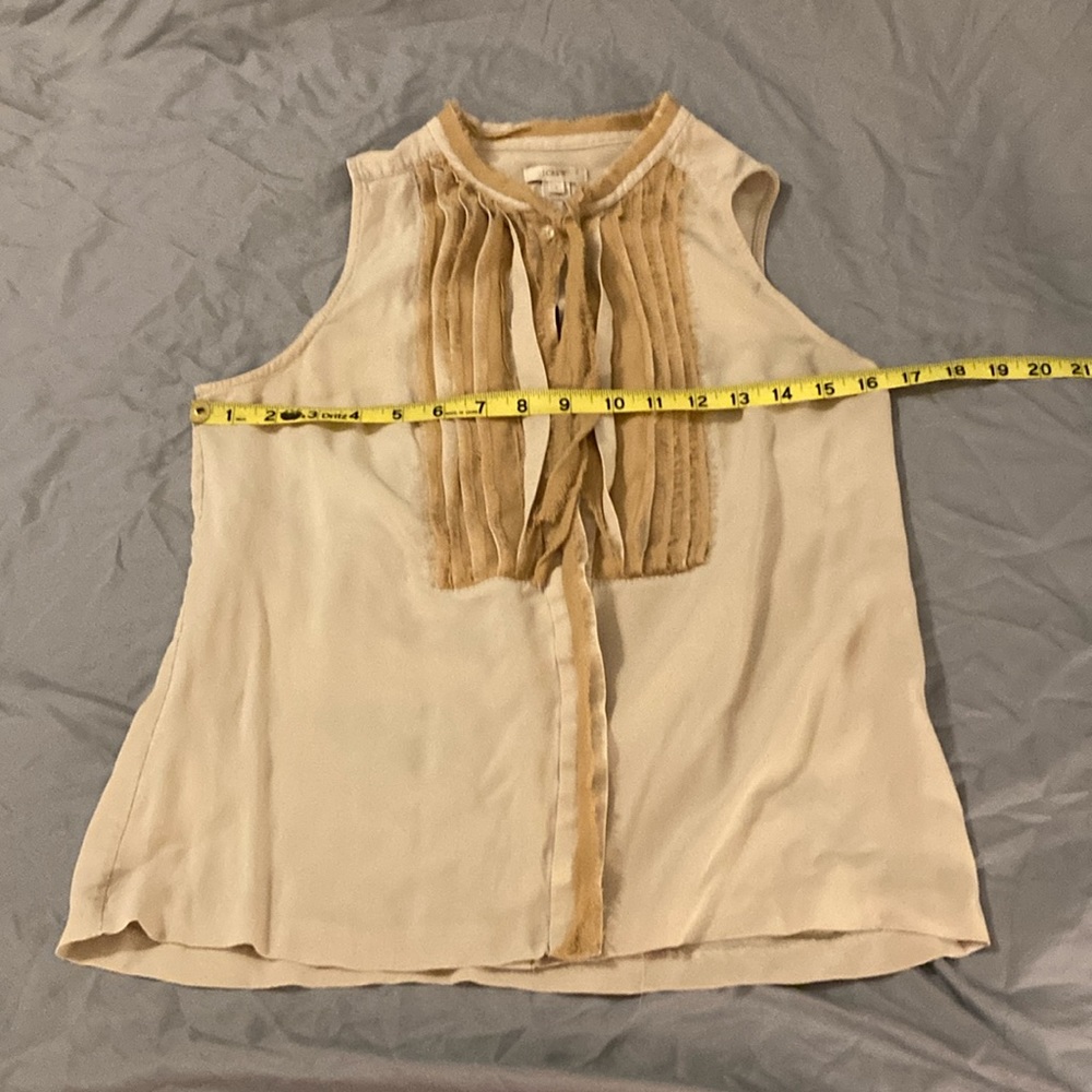 J. Crew Cream and Tan Sleeveless Blouse